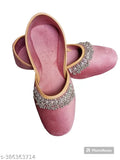 Velvet Mojaris sandal, embellished design, comfortable for daily wear, women's fashion footwear from India