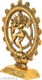 Dancing Shiva Nataraj statue in oxidized metal finish, decorative Hindu religious showpiece for home or office (6x8x2 inches)