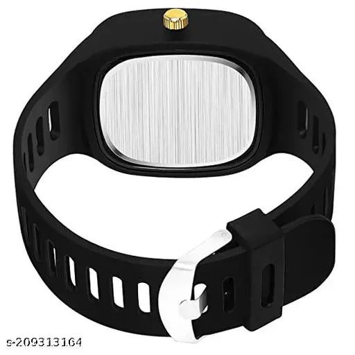 A black silicone sports watch with a rectangular dial, new model for 2022