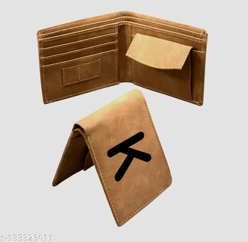 Faux leather/leatherette alphabet wallet, free size with 5 compartments for personalized names, beautifully printed net design, made in India