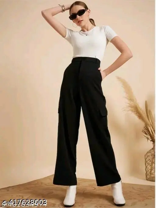 Solid cotton blend cargo pants for women - new, stylish and made in India