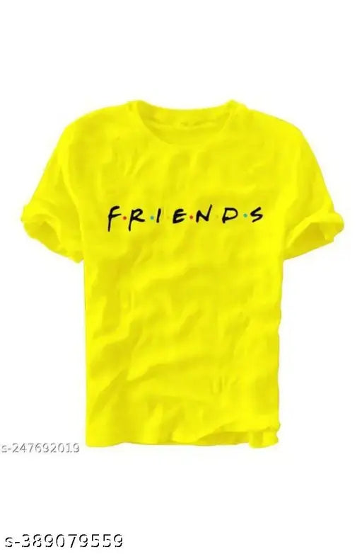 XL cotton printed net round neck T-shirt, stylish unisex FRIEND.S Design from India