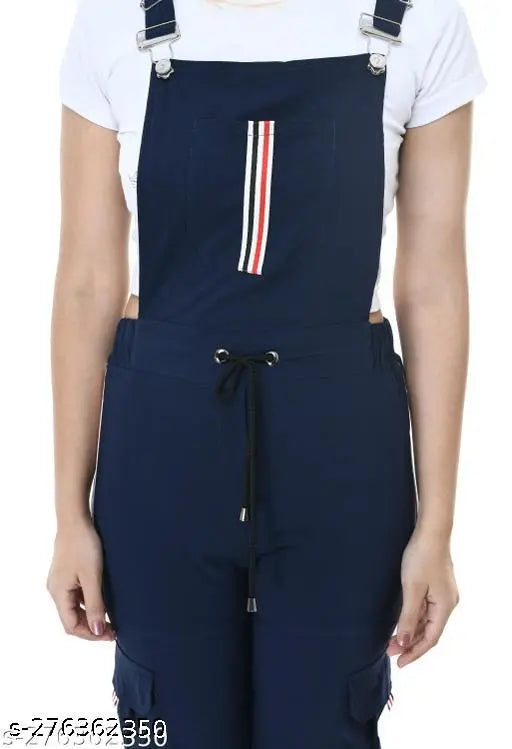 Navy blue cotton blend jumpsuit for women, solid pattern, sleeveless, designed for special occasions, made in India
