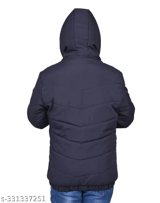Black hooded puffer coat with a fur lining