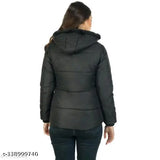 Black puffer coat with a furry hood