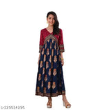 Classic Anarkali Kurti, polka print, gold buta, women's ethnic wear, party gown