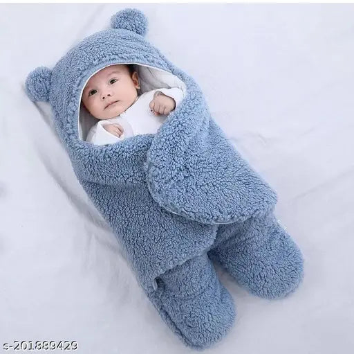 Bear-shaped Sherpa microfiber baby blanket for newborns (0-6 months), warm and cozy, soft to touch, classic design, made in India