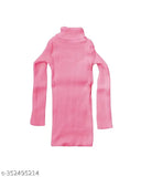 Cozy Comfort winter-ready wool high neck sweater for girls, solid colored, long sleeves, size: 6-12 months