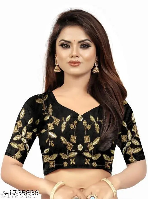 Black and gold embellished sari, sleeveless blouse