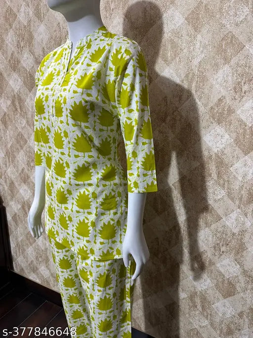 Elegant cotton coords set, soft and comfortable printed pyjamas for XL or XXL size, pure Indian cotton