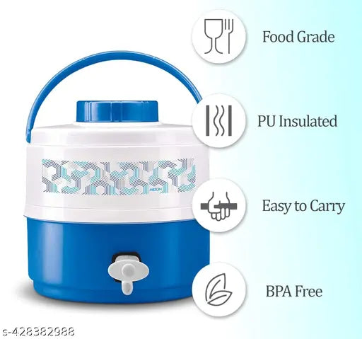MILTON Plastic Kool Musafir 5000 Insulated Water Jug (Blue, 4.8 L)