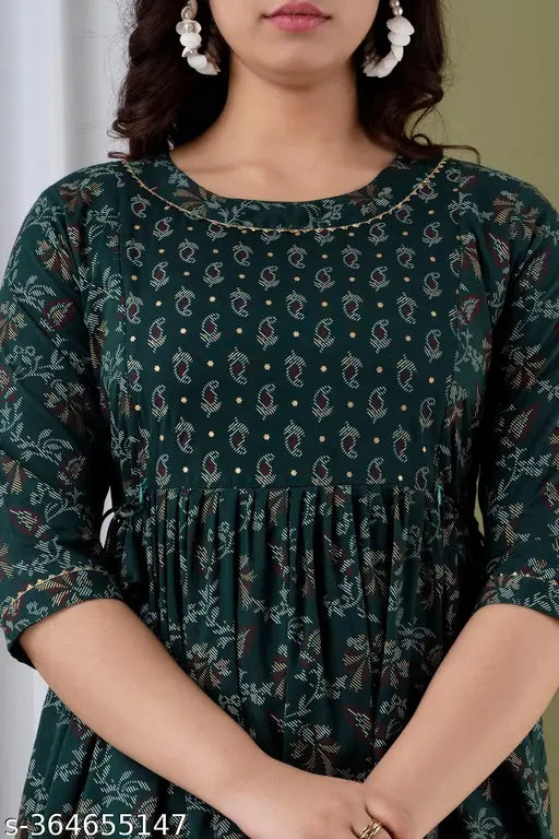 Women's floral printed rayon maternity gown/kurti with zippers for breastfeeding - Comfortable and stylish for parties or casual wear, easy feeding access