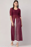 Lace kurti for women, trendy solid-colored three-quarter sleeve lace top, Indian fashion on mannequin