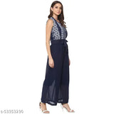 Mayra women's sleeveless printed net georgette jumpsuit, size M-XL, made in India