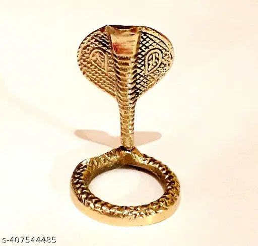 Brass snake idol for Shivling pooja, Indian handcrafted brass decorative artifact for worship