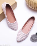 Synthetic striped ballerinas bellies for comfortable casual wear, available in sizes IND-4 to IND-9