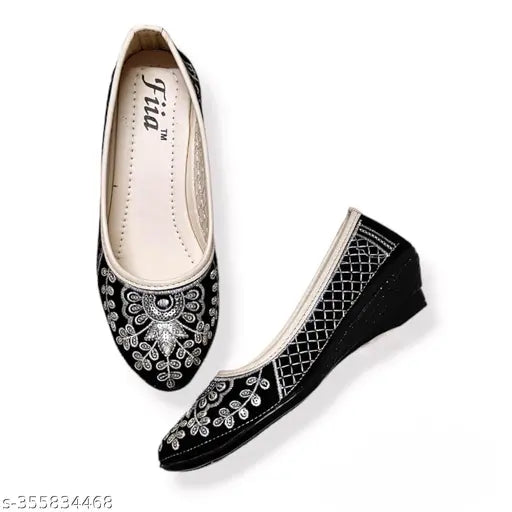 Off white velvet ballerinas with sequin embroidery embellishments, perfect for Indian events