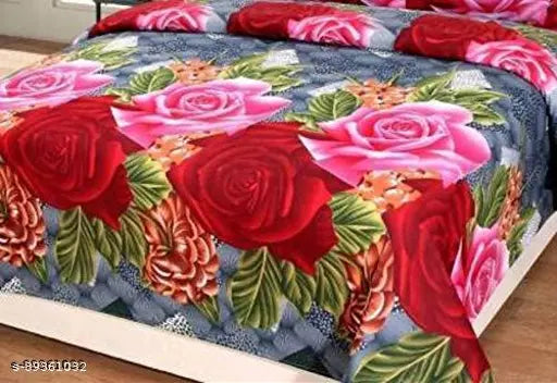 Double bed king size 9090 comforter set with pink and red roses pattern