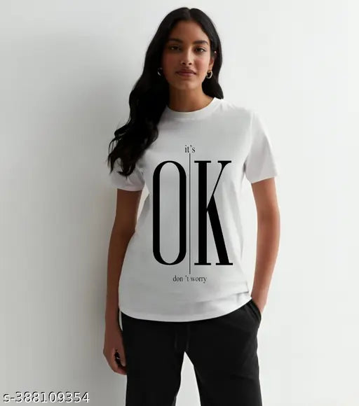 Polyester half sleeve breathable ladies t-shirt. Casual, workouts, comfort style, don't worry