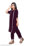 kids girls aari kurta set in crepe fabric, self-design mirror work, straight pyjama style for ages 4-16, Indian traditional clothing
