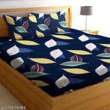 Glace Cotton printed botanical King Size Lugzry bedsheets with elastic fit, ideal for summer and easy home washing (72x78 inch)