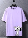 Oversized cotton blend round neck t-shirt, trendy print design, perfect for all seasons, men's polyester fabric