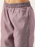 Mauve chanderi silk women's kurta and trousers set