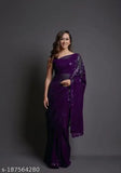 Women's sequined embroidered georgette saree with blouse