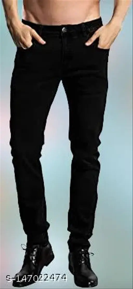 MARKVIEW Men's black slim fit comfortable solid jeans - Slim fit denim jeans, hand wash only, waist sizes: 28", 30", 32" (length size: 39"), made in India