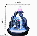 Resin Adi Shankara PMR Combo Lord Shiva Budha backflow fountain, handcrafted incense burner (India)