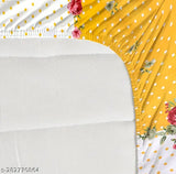 Yellow DWORTH Premium cotton fitted bedsheets, double bed with all-around elastic, 210 TC super soft, floral print for 78x72+10 mattress