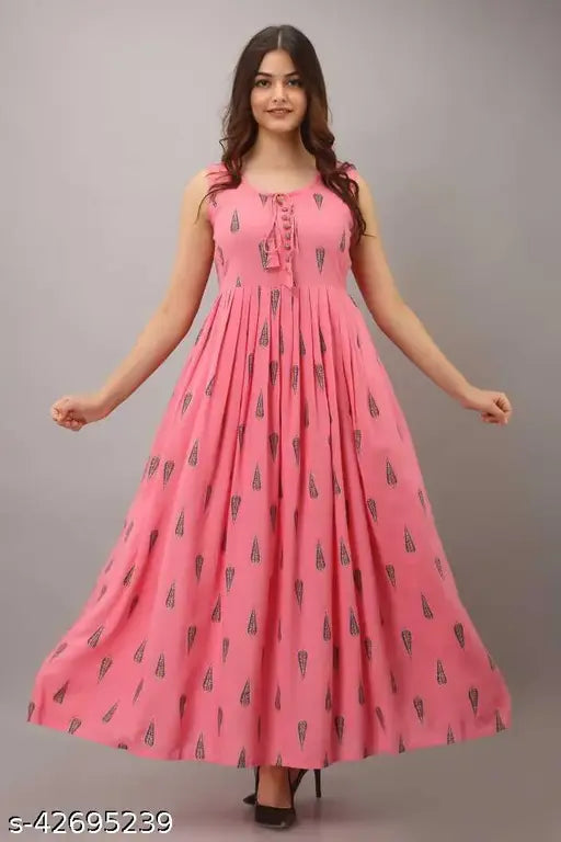 Pink anarkali kameez with gold print