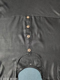 Black rayon anarkali kurti with gown flare, three-quarter sleeves - Indian ethnic wear for women's casual style