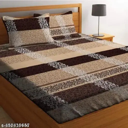 Luxury soft brushed cotton blend double bed sheets with 2 pillow covers, vibrant floral print, skin-friendly, long lasting & wrinkle free