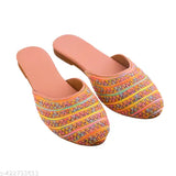 Synthetic embellished ballerina mules for women (IND-4 to IND-9), Indian origin slip-on shoes