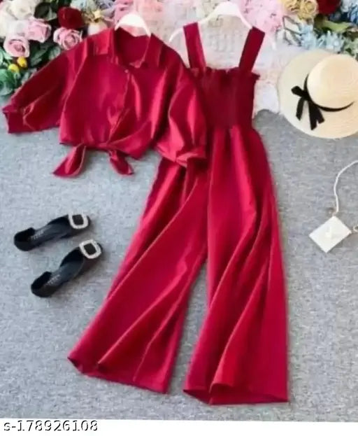 Crepe Preety women jumpsuit - solid net, sleeveless, S/M/L sizes, high-quality Indian-made casual attire