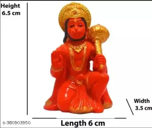 Orange Hanuman Ji hand-painted religious idol for success, home decoration & pooja room, high-quality polyresin material
