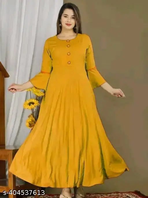 Rayon Anarkali fit & flared women's kurti, solid color for everyday style