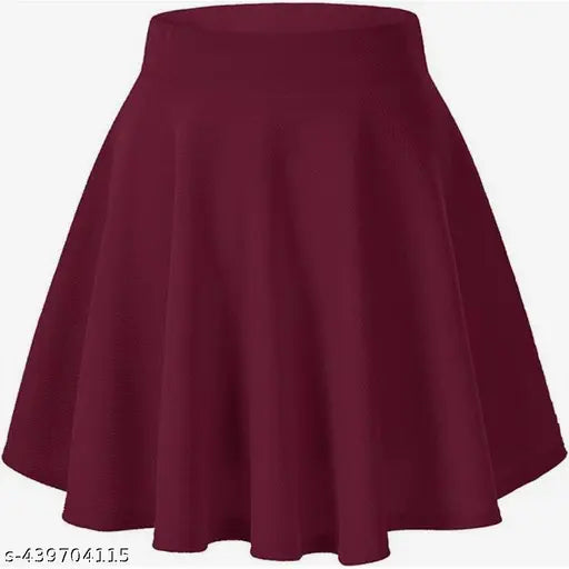 Black cotton skater skirt with pleated front and ruffled hem