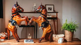 Brown wooden & metal jumping horse set, premium decorative showpiece, enhances living space, handcrafted, Indian origin