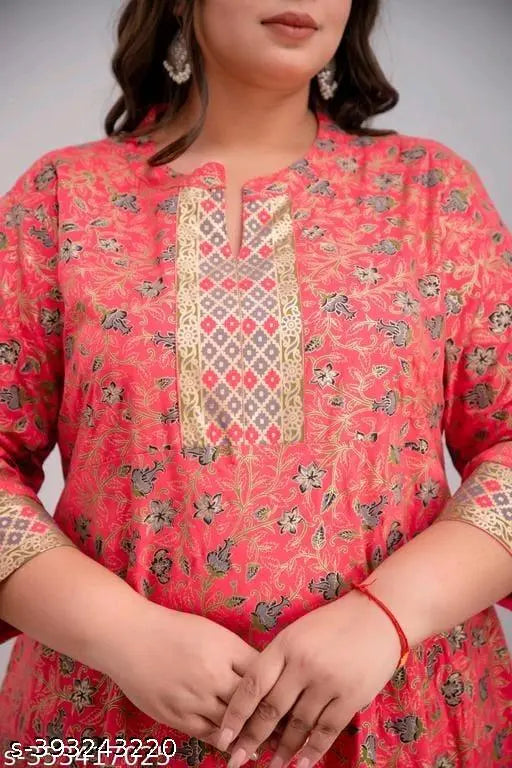 Womens Anarkali Kurti with golden embroidery and intricate designs