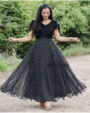 Trendy latest women's Georgette lehenga sets, short-sleeved top & bottom with net detail. Available in sizes S, M, L, XL, XXL, XXXL from India