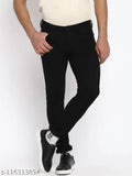 Black stretchable denim jeans for men, premium quality from Woomny India