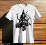 Men's printed round neck full sleeve t-shirt, polyester with short sleeves, vibrant design on display