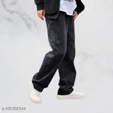 Blue denim loose fit straight leg jeans men's casual street style fashion