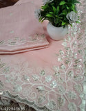 Luxurious embroidered sari set with blouse, sequin accents, pink fabric