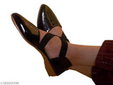 Nubuck belly black embellished sandals, attractive design closed back, sizes IND-3 to IND-8