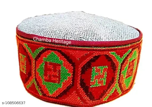 Woolen unisex Himachali cap, handcrafted traditional pattern, authentic Indian design