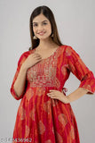 Orange and pink embroidered women's anarkali kurta
