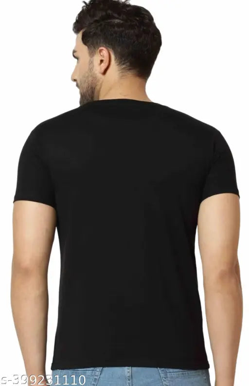 Black cotton half sleeve Rohit Sharma T-shirt, Uniplanet Store's men's regular fit on model